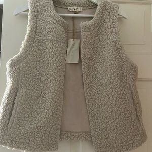 New In Beige Sherpa Vest